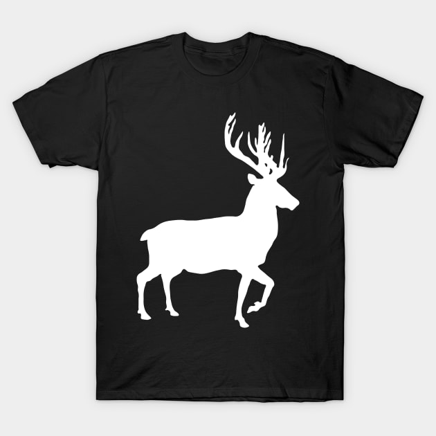 White Coloured Scottish Stag Silhouette T-Shirt by MacPean